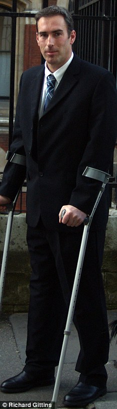 Only means of support: Kevin Mansfield at court today. He is fighting to protect the 500,000 compensation payment he lives on.